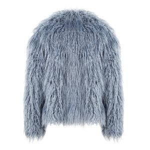 New Winter Style Fashion Woolen Faux Fur Collar Jackets Breathable Coated Fur