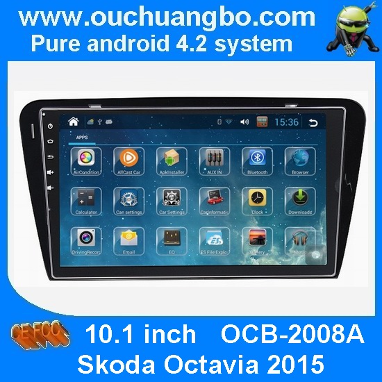 Ouchuangbo android 4.2 Skoda Octavia 2015 DVD radio gps support 4 core canbus swc BT
