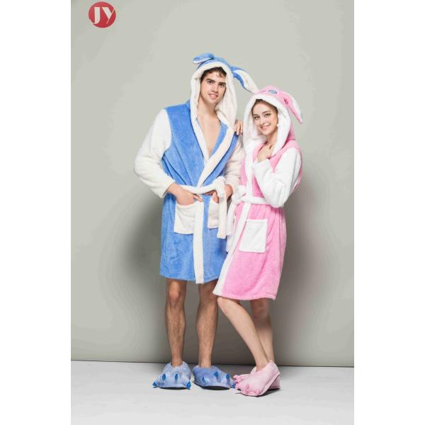 Warm Coral Fleece Soft Bathrobe Nightgown Hoodie Animal Robes Sleepwear For Couple
