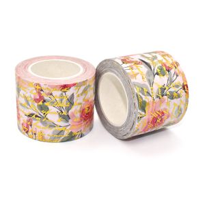 Flower Printed Decorative Stationery Adhesive Gold Foil Masking Washi Paper Tape