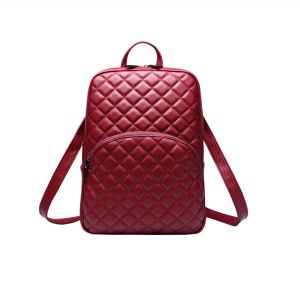 Quality PU School Bags Rhombus Lattice Immitation Leather Women Backpack for sale