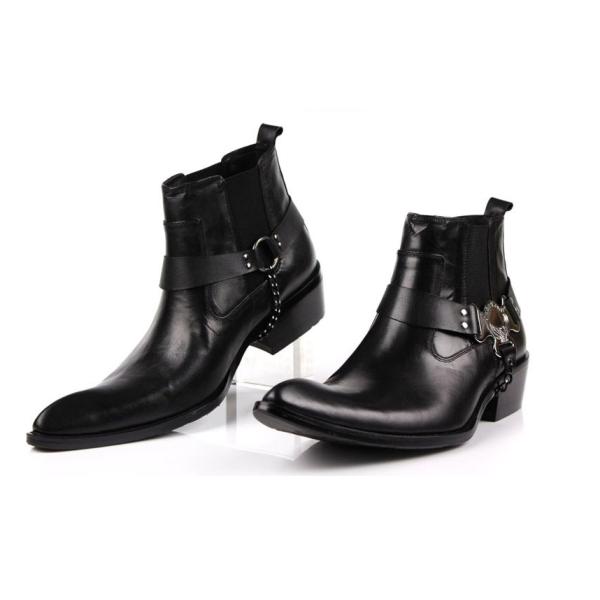 Customized Mens Ankle Boots Winter Slip On Boots Mens With Mental Chain