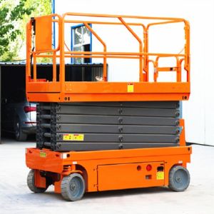 Quality Scissor Type Self Propelled Single Man Lift Convient Without Power Supply for sale