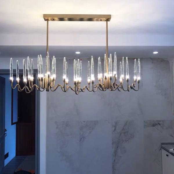 Rectangle Kitchen Chandelier for Living room Dining Room Luxury Crystal Candles
