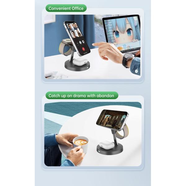 Wireless Charging Station With Night Light Over Current Protection CE/FCC/RoHS Certified