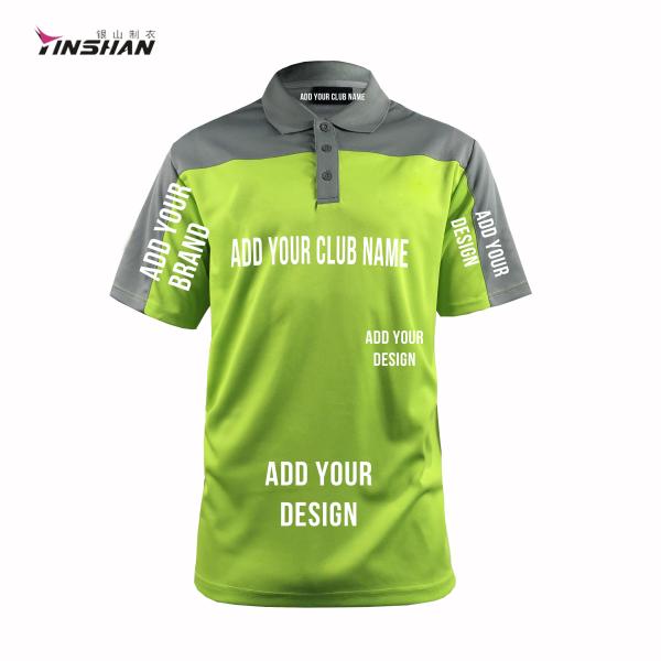 Men's Polo Shirt Full Customization Polyester Green Club Print Cricket Jersey for Club