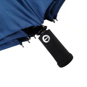 Vented Canopy 3 Folding Umbrella Windproof LED Handle And Fiberglass Frame