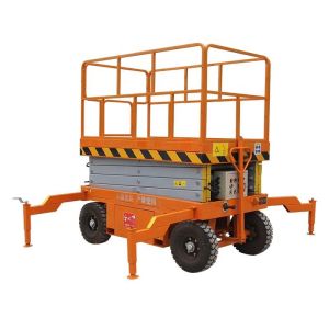 Outdoor 11m Scissor Lift Manual Towable Mobile Hydraulic Lift