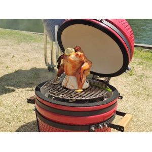 Red Glazed 15 Inch Kamado Grill Smoker Ceramic Charcoal Kitchenware