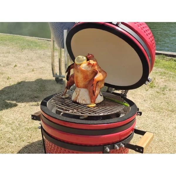 Buy Red Glazed 15 Inch Kamado Grill Smoker Ceramic Charcoal Kitchenware at wholesale prices