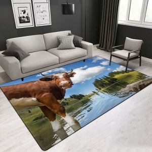 Customized Size Landscape Animal 3D Printed Polyester Fiber Living Room Carpet