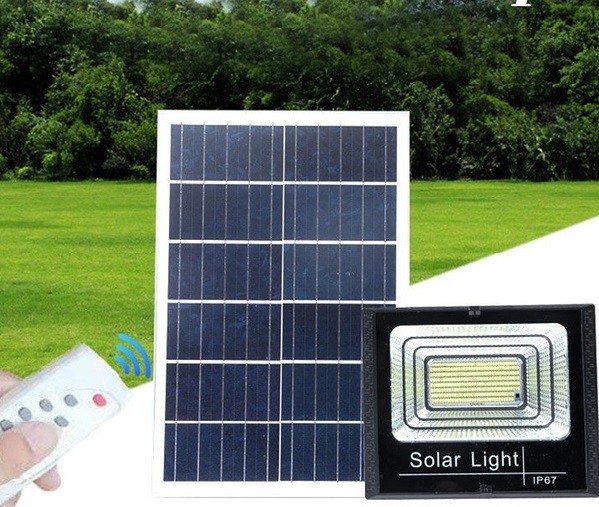 Yard 100W Solar Flood Light Dusk To Dawn Outdoor Lights With Remote Control