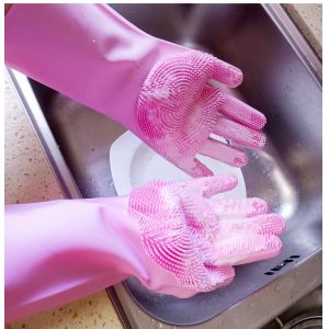 Professional Heat Resistant Kitchen Rubber Dish Washing Gloves Silicone Cleaning