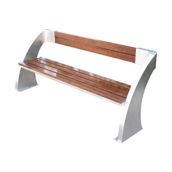 Buy Simple Rustic Wooden Bench Stainless Steel Frame Chair For Outdoor at wholesale prices