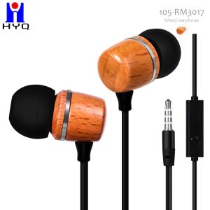 Wooden 98dB Wired In Ear Earbuds Lightweight Music Sound Earphones