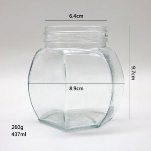 Transparent Food Safe Airtight Honey Jar , Storage Honey Hexagon Glass Jars