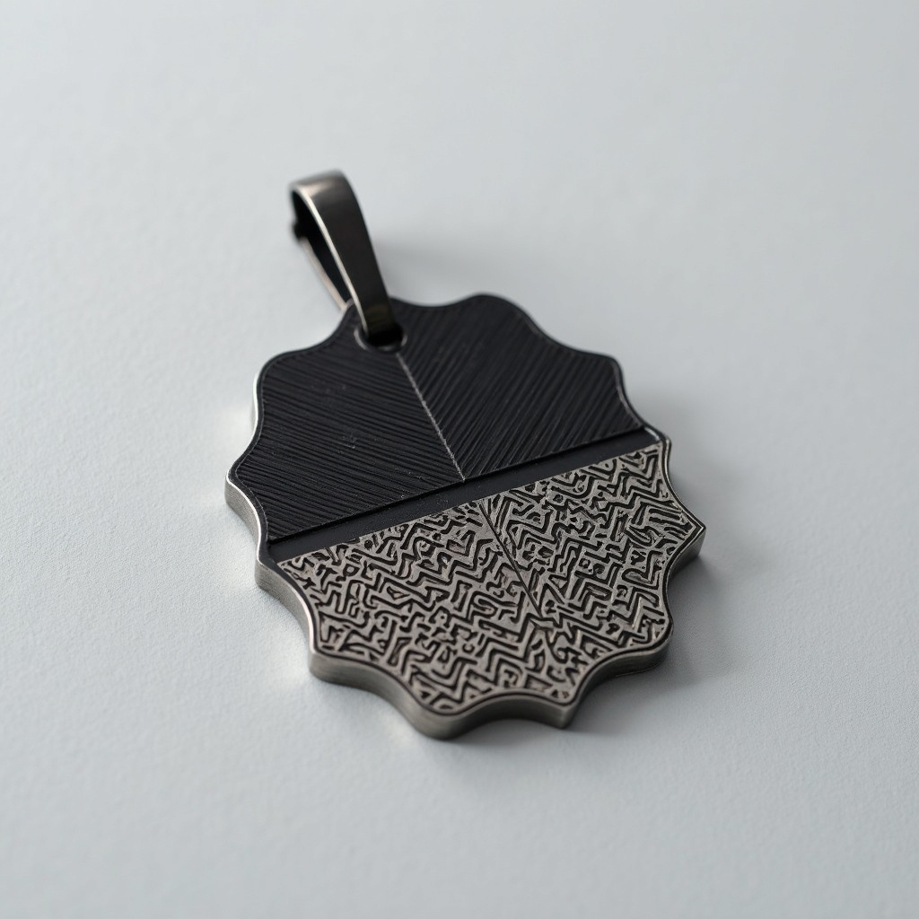 Dual Tone Texture Stainless Steel Men's Pendant