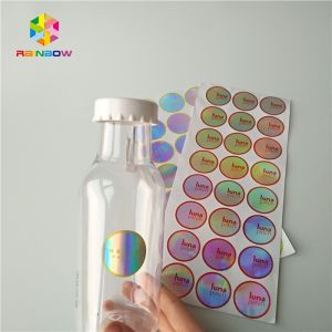 Adhesive Shrink Sleeve Printing Custom Reflection Rainbow Holographic Stickers