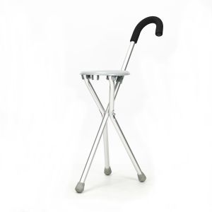 Easily Folding Walking Cane With Chair Handle Convenient Medical Crutch