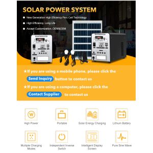 250W Portable Power Station 12V Solar Storage Generator With 12V 20Ah Lithium