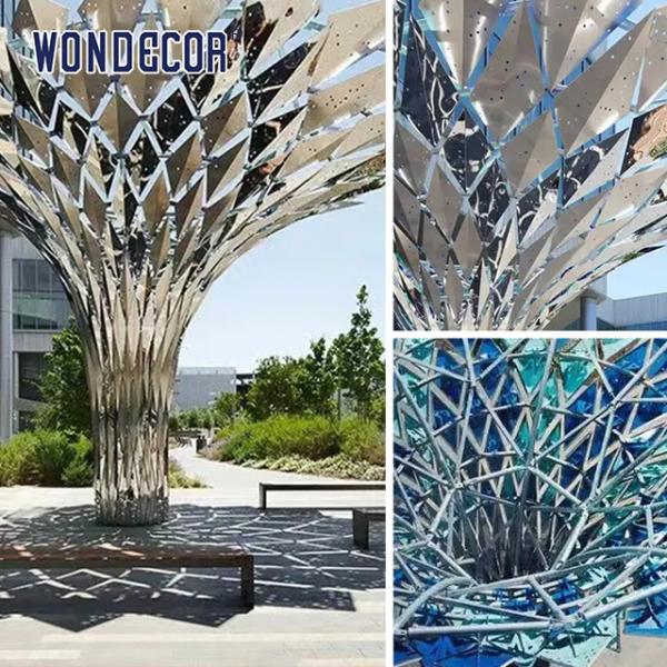 Large 3D Outdoor Stainless Steel Sculpture Garden Decoration Abstract Geometric Tree