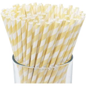 Yellow And White Striped Paper Straws