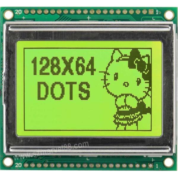 M12864E2-Y5, 12864 Graphics LCD Module, 128 x 64 dot-matrix Display, STN YELLOW,