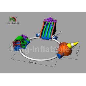 Commercial 3 In 1 Inflatable land Water Parks With Swimming Pool Slide For Party