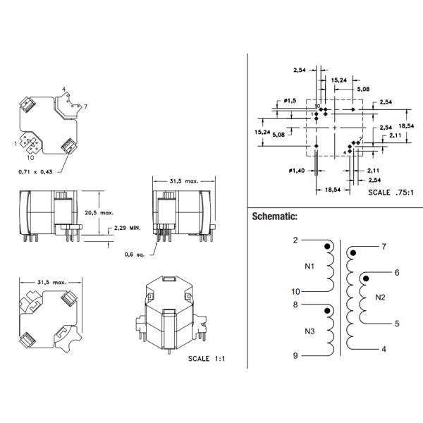 SMPS Flyback Transformer For Industrial Power Supplies 750317463