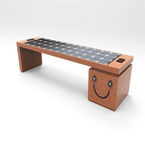 304SS Smart Solar Bench Begonia Wood Solar Powered Charging Benches