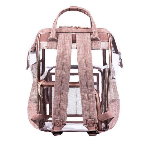 23L PTU Oxford Transparent Diaper Bag Backpack