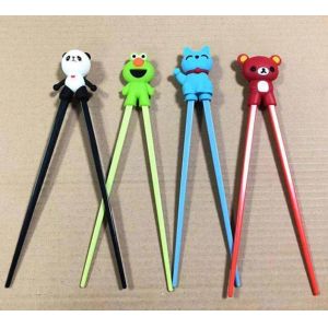 Kids Reusable Silicone Cartoon Learning Training Chopsticks With Holders