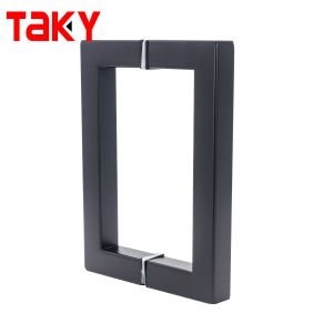 Matt Black Stain Back To Back Sliding Shower Glass Door Square Pull Handle 6 8