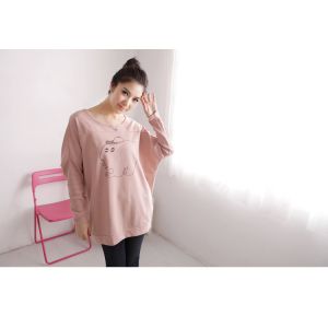 Pink Casual Hoodies Set , Women / Ladies Hooded Sweatshirts Waterproof