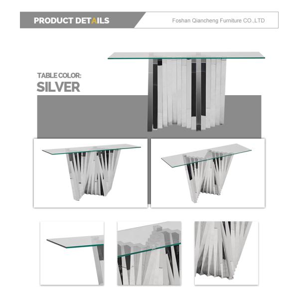 Modern 51kg SS Console Table 160cmx45cmx75cm Canada Style Glass top