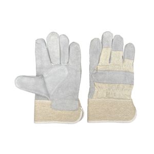 Welding Gloves Thick Leather Short Welder Gloves Half-Leather White Rubber Two