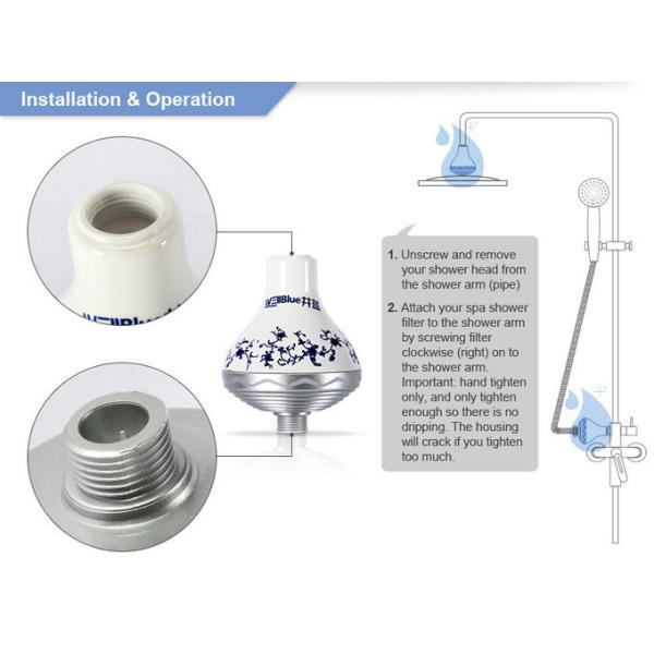 Chrome UV Oil Shower Water Filter With Calcium Sulfite And Mineral Stone