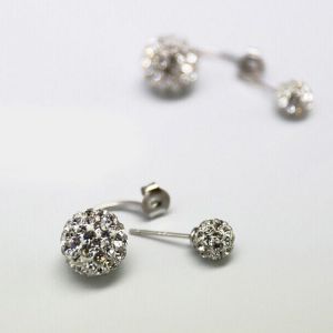 Women Jewelry Double Ball Rhinestone Crystal Stud Earrings(EEBALL02)