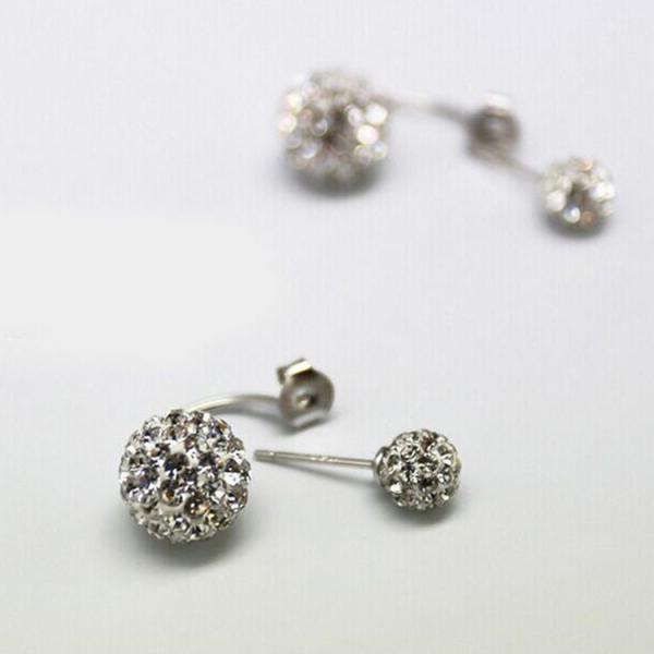 Women Jewelry Double Ball Rhinestone Crystal Stud Earrings(EEBALL02)