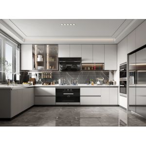 China Modern MDF Kitchen Cabinet with High Gloss Lacquer Finish on sale