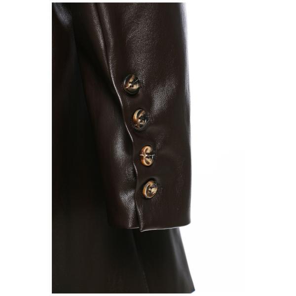 Breathable Women Fashion Drawstring Oversized Midi Winter Pockets Long Leather Jacket Coat PU Jackets