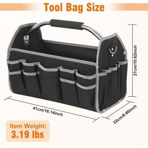 16 Inch 26 Pockets Steel Handle Custom Travel Tool Bag With Removable Shoulder