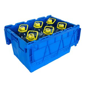 Nesting and Storage with Customized Color Attached Lid Tote Container Solid Box