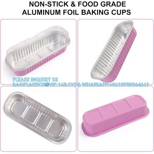 6.8 Oz Foil Ramekins Pan With Lids, Rectangle Cupcake Cups Containers Wrappers,