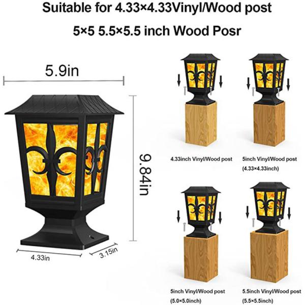 IP 65 Outdoor Solar Wall Lights 3.2V Fire Flame Waterproof Garden LED Wall Lamp