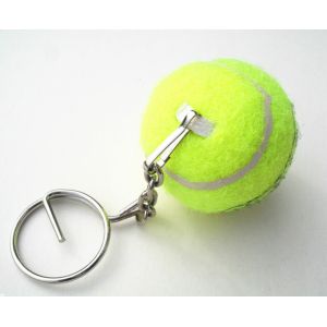 promotional logo printed tennis ball keychain
