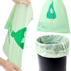 Customizable Compostable Drawstring Garbage Bags With Retail Dispenser Box