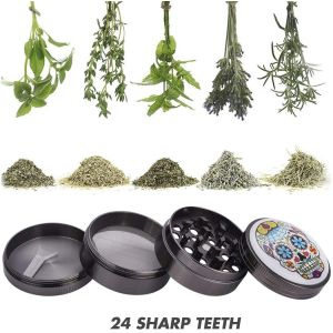 Skull Pattern 2" Aluminum Spice Grinder With Pollen Catcher