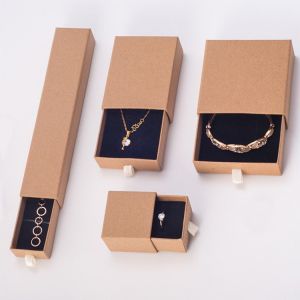 Personalized White Paper Jewelry Boxes with sponge Simple Sliding Drawer