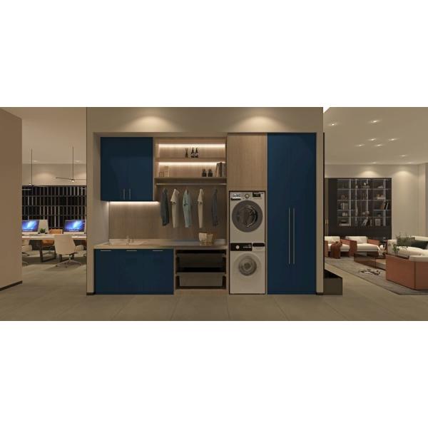 Wood Grain Laundry Room Sink Cabinet Combo With Extra Long Countertop